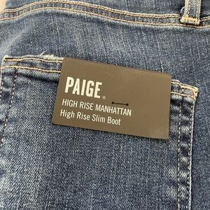 Paige high rise manhattan boot denim